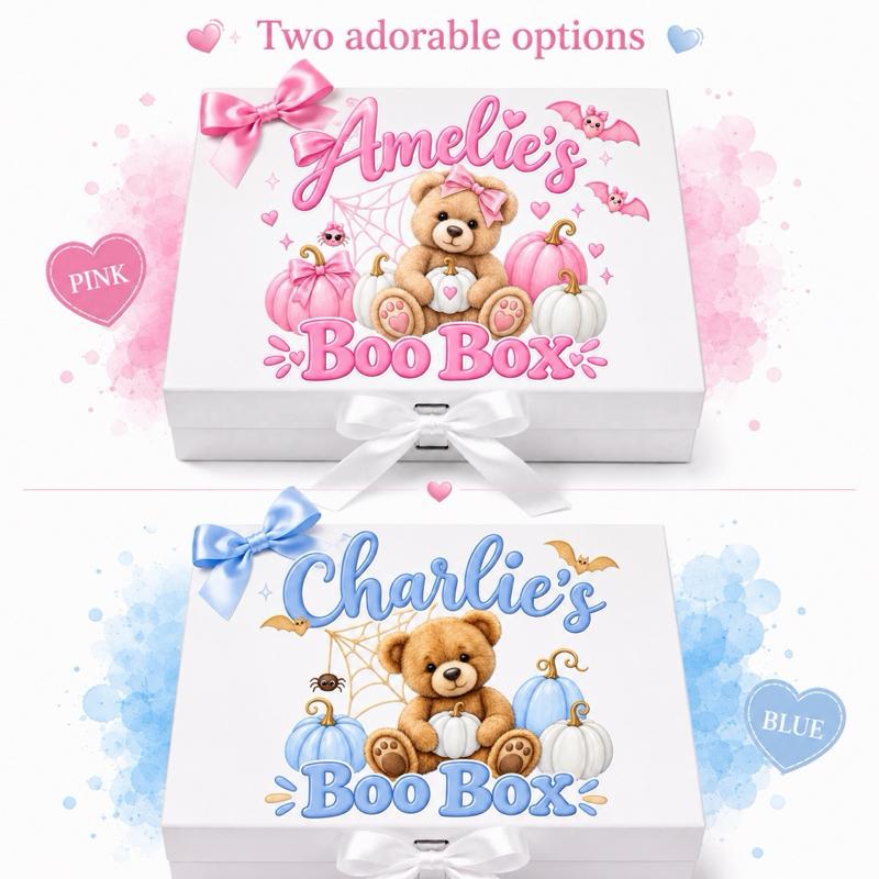 Personalised Boo box - medium and large sizes - pink and blue bear - Me And You You And Me Co 