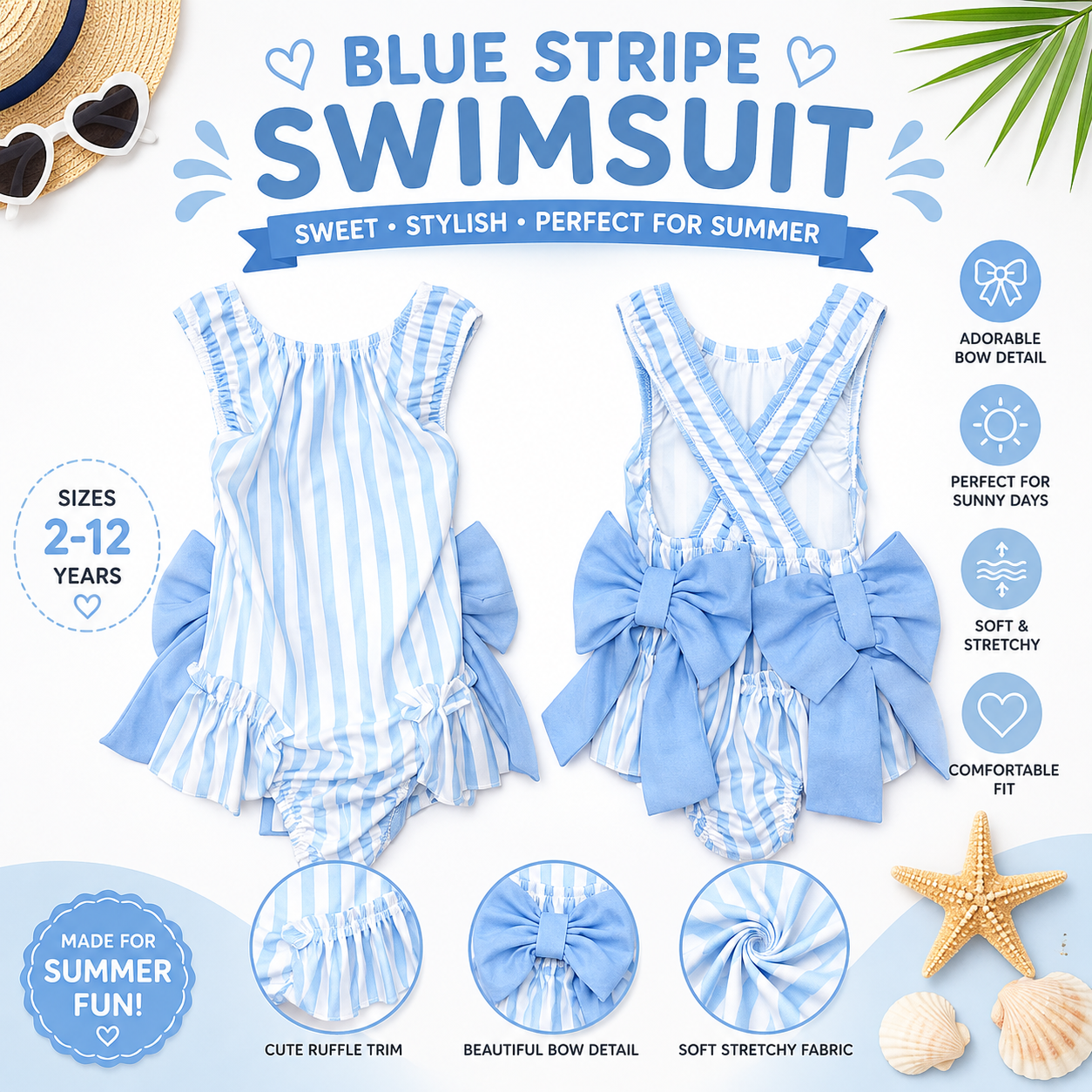 Blue Striped Swimsuit - Me And You You And Me Co 