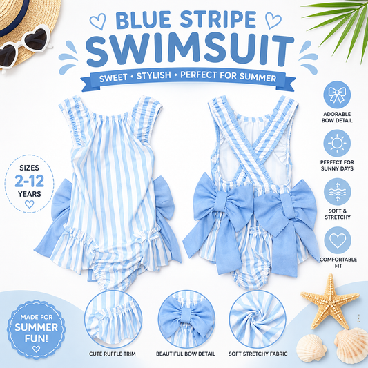 Blue Striped Swimsuit - Me And You You And Me Co 