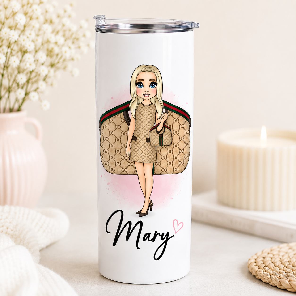 G Classic Bag 20oz Tumbler - Choose skin tone, hair and eye colour