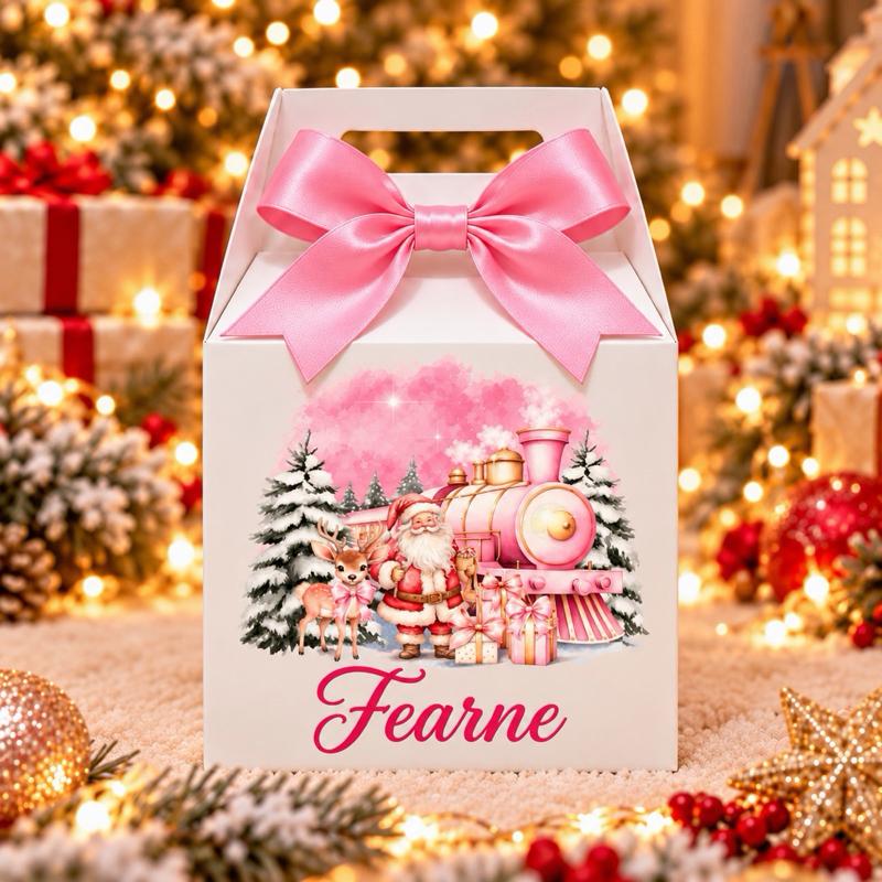 Personalised Christmas Santa and Train Treat Box - choose from pink, red or blue - Me And You You And Me Co 