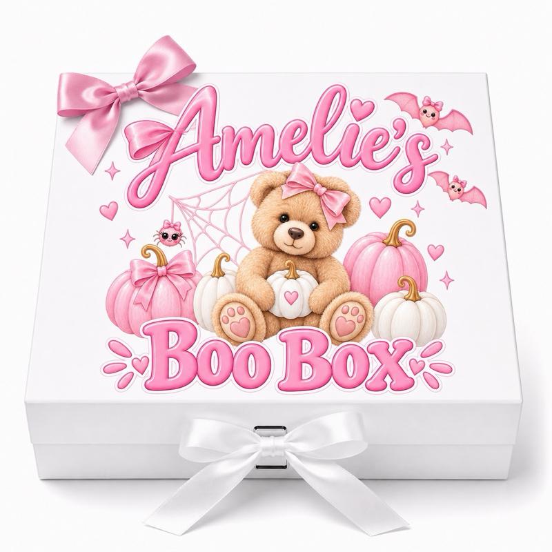 Personalised Boo box - medium and large sizes - pink and blue bear - Me And You You And Me Co 