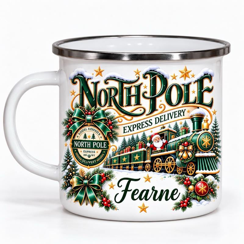 North Pole Snow Christmas Enamel Mug Perfect for Daily Use Drinkware Enhance Your Day - available in 6 colours - Me And You You And Me Co 