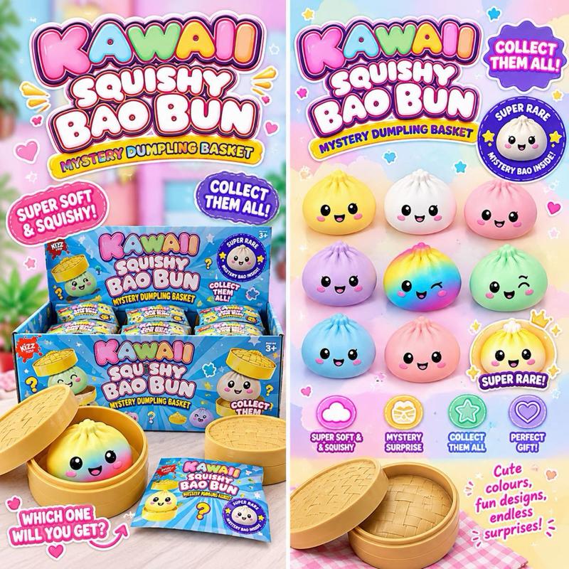 Kawaii Squishy Boa Bun in Dumpling Case