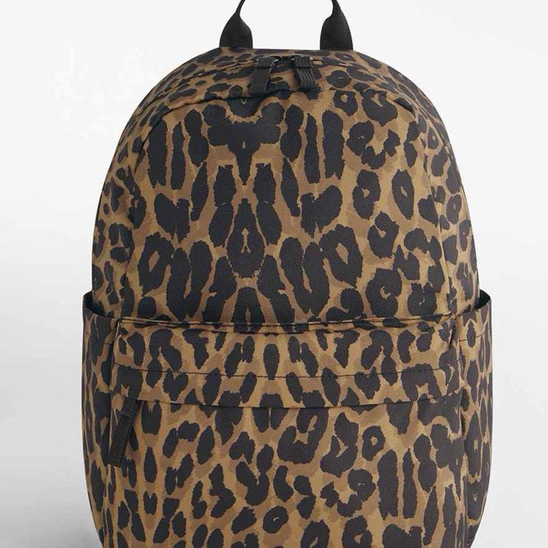Leopard Print Mini backpack - side pockets - laptop slip pocket