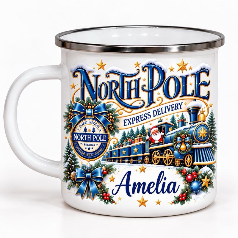 North Pole Snow Christmas Enamel Mug Perfect for Daily Use Drinkware Enhance Your Day - available in 6 colours - Me And You You And Me Co 
