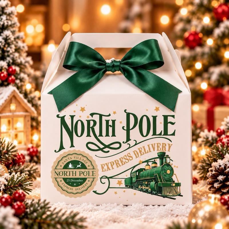 Personalised Christmas North Pole Treat Box - choose from pink blue green red or gold designs - Me And You You And Me Co 