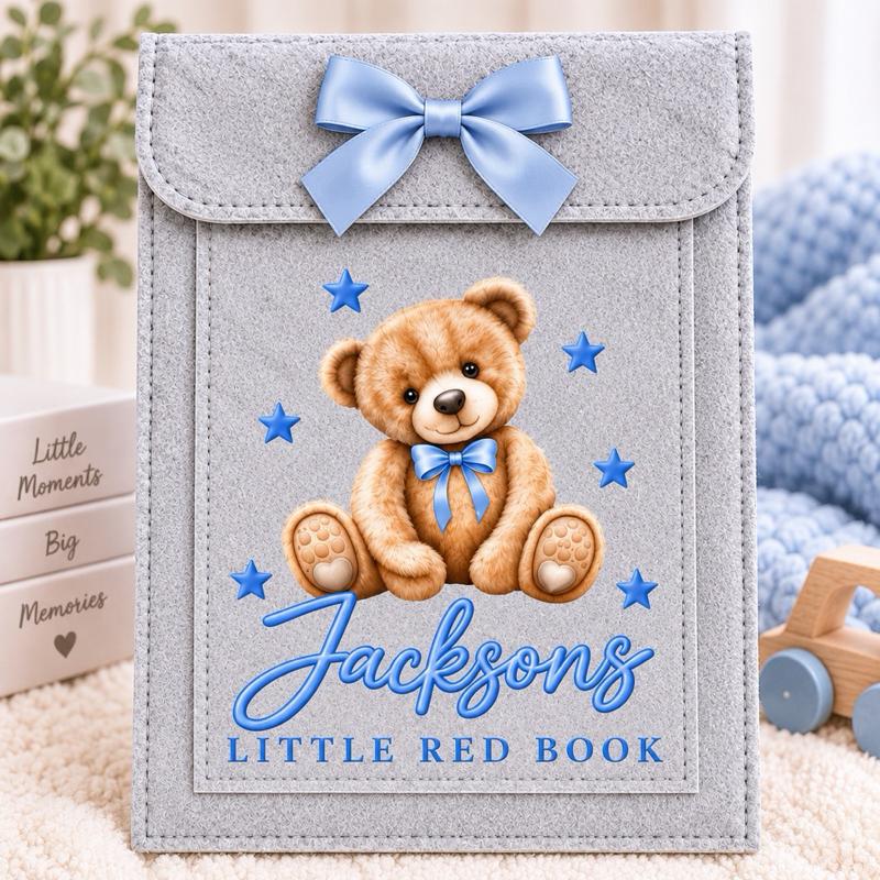 Personalised Little Red Book Holder - 3 Designs to Choose From, High Quality Felt, Keeps Important Documents Safe, Special Gift for Child Health Records