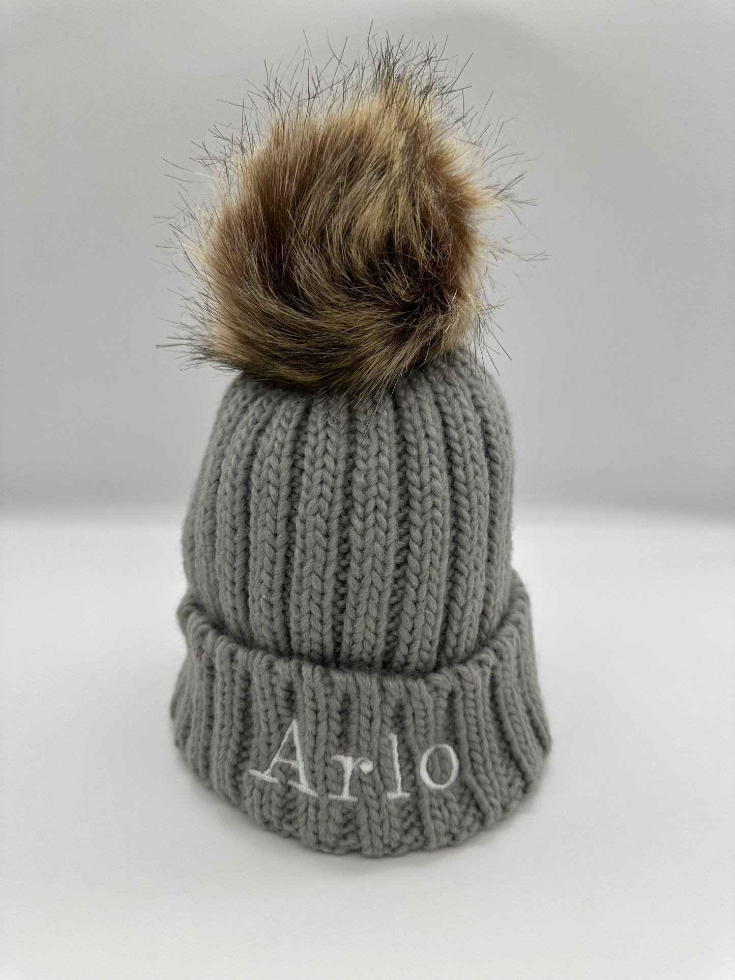 Embroidered Chunky Knit Beanie