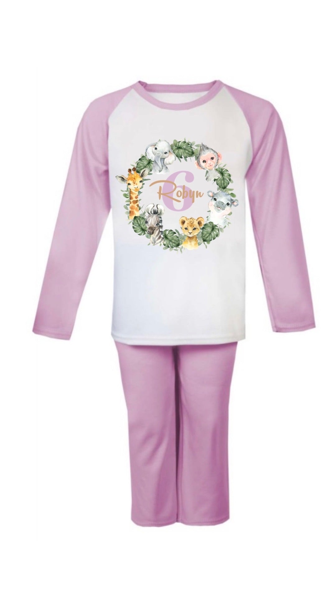 Light Pink Safari Animals Birthday Pyjamas