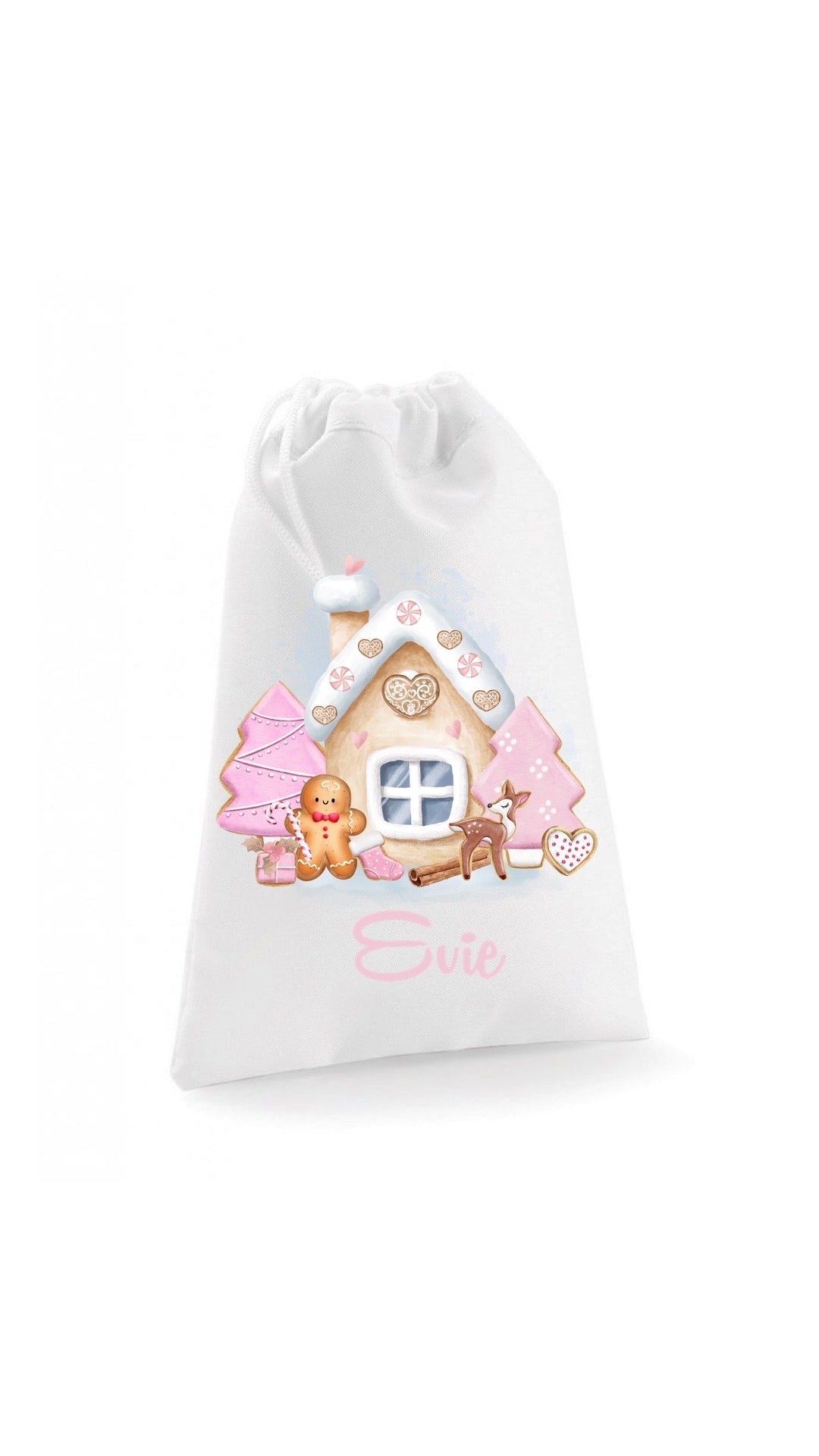 Christmas Gingerbread Cottage Pink Sack 48 HR DISPATCH