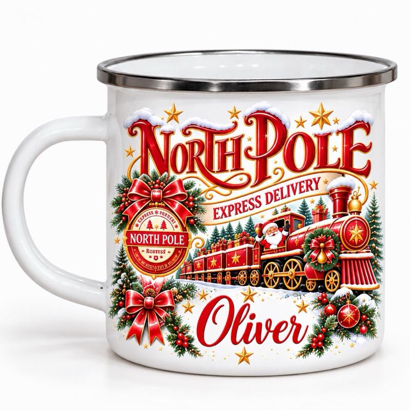 North Pole Snow Christmas Enamel Mug Perfect for Daily Use Drinkware Enhance Your Day - available in 6 colours - Me And You You And Me Co 