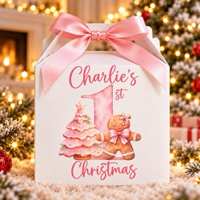 Personalised 1st Christmas Treat Box - choose from gingerbread or Santa design - Me And You You And Me Co 