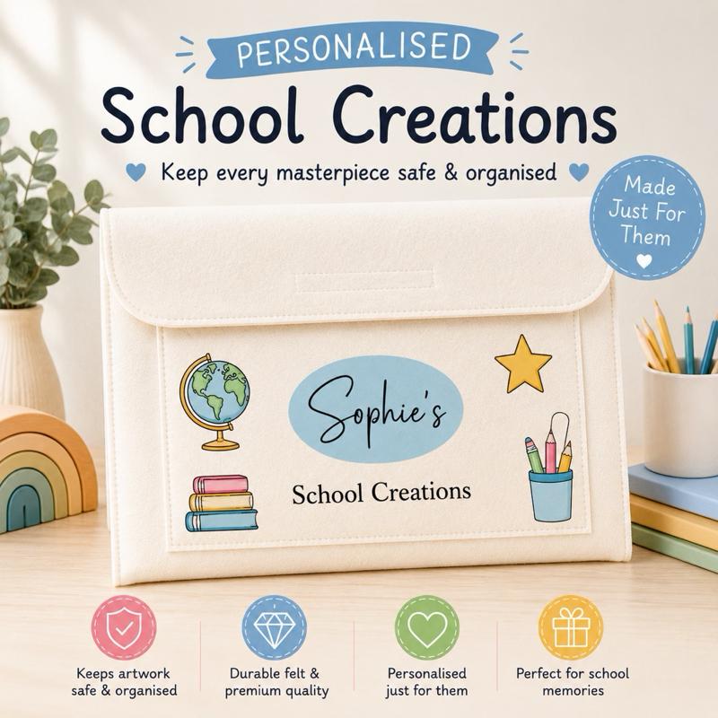 Personalised Nursery Reception & School Creations Envelopes for Artwork Storage Durable Felt Premium Quality Perfect for Nursery Reception School