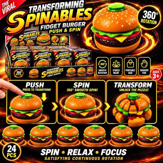 Viral Fidget 360 Burger Ball - Push & Spin Toy - Me And You You And Me Co 