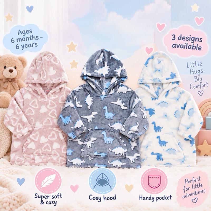 Soft & Cosy Oodie 6 months to 6 years - Ultra Soft Fabric, Lightweight & Breathable, Machine Washable, Ages 6 Months to 6 Years