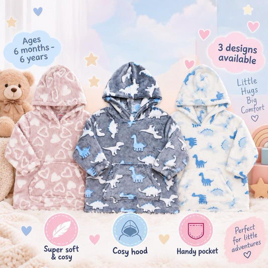 Soft & Cosy Oodie 6 months to 6 years - Ultra Soft Fabric, Lightweight & Breathable, Machine Washable, Ages 6 Months to 6 Years