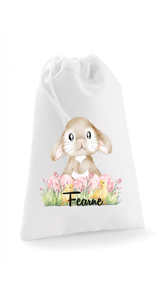Easter Bunny with Pink Easter Eggs Sack