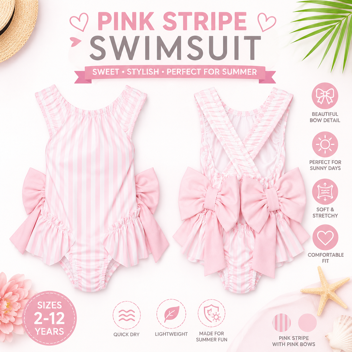 Pink Striped Swimsuit - Me And You You And Me Co 