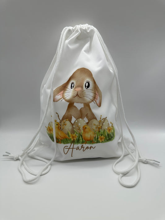 Easter Bunny with Beige Easter Eggs Sack