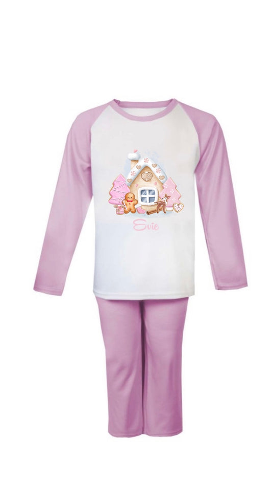 Christmas Pink Gingerbread Cottage Pyjamas