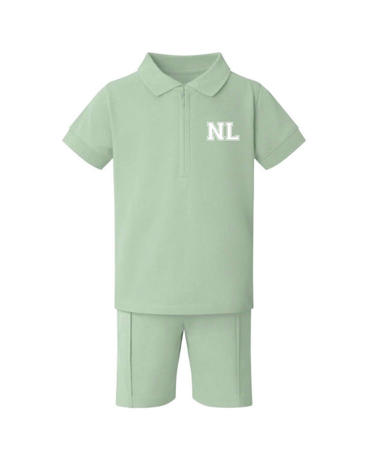 Zip Neck Polo Shirt and Short Sets