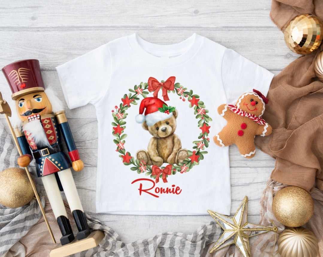 Christmas Bear Wreath T-Shirt