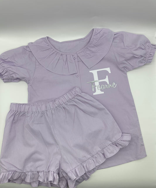 Linen T-Shirt & Short Frill Sets