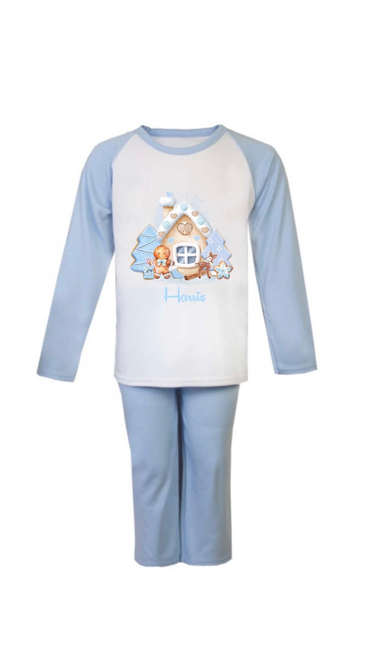 Christmas Blue Gingerbread Cottage Pyjamas