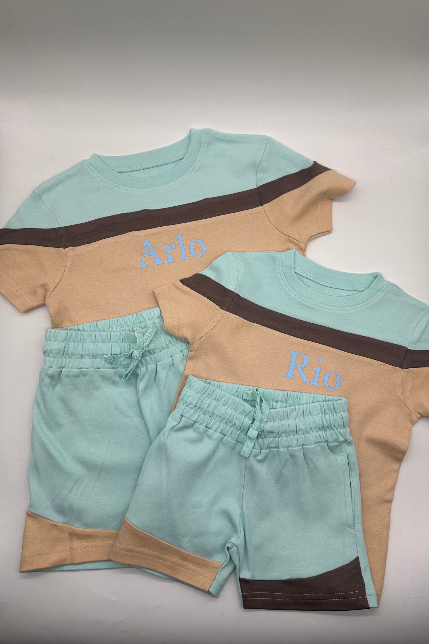 Sand Colour Block T-Shirt & Shorts Set