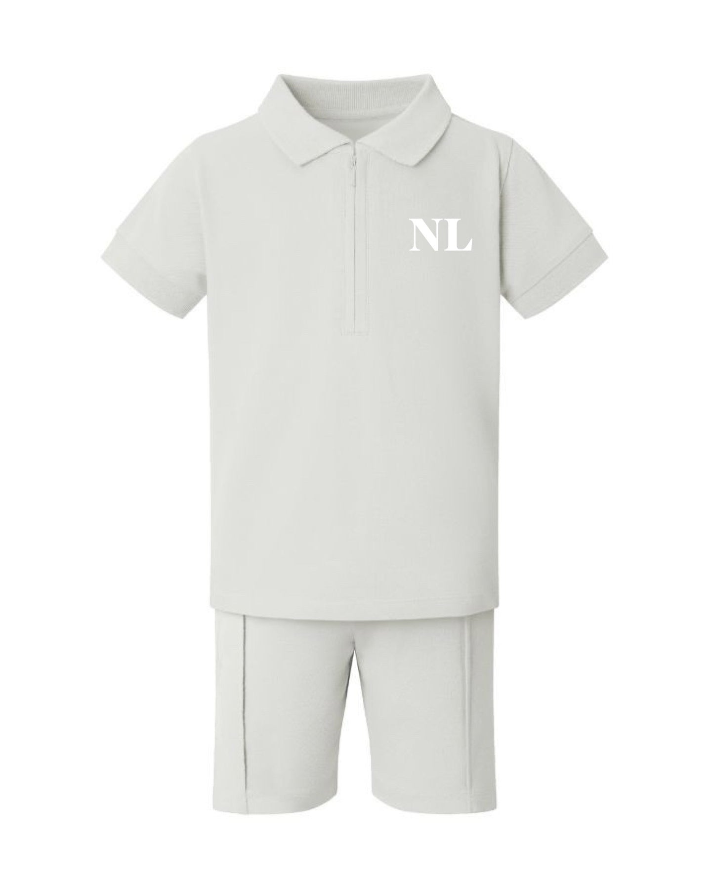 Embroidered Zip Neck Polo Shirt and Short Sets