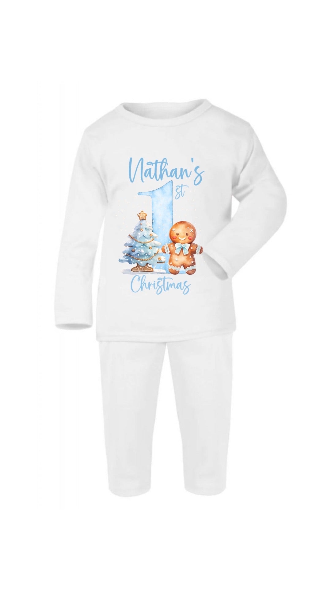 First Christmas Blue Gingerbread Pyjamas