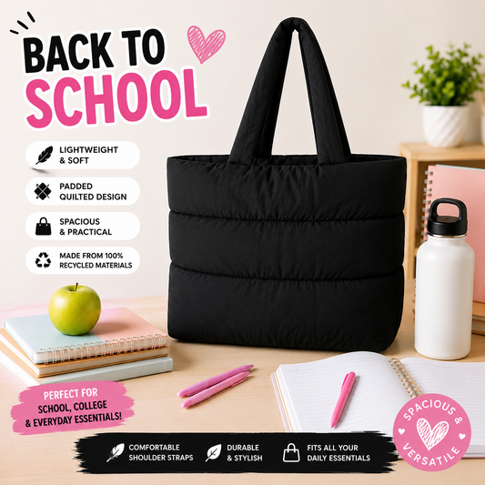 Black Quilted Tote Bag
