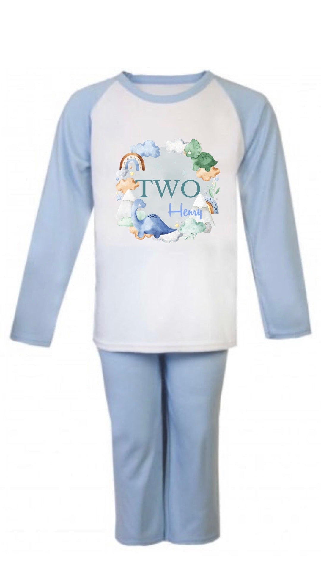 Blue Dinosaur Two Birthday Pyjamas