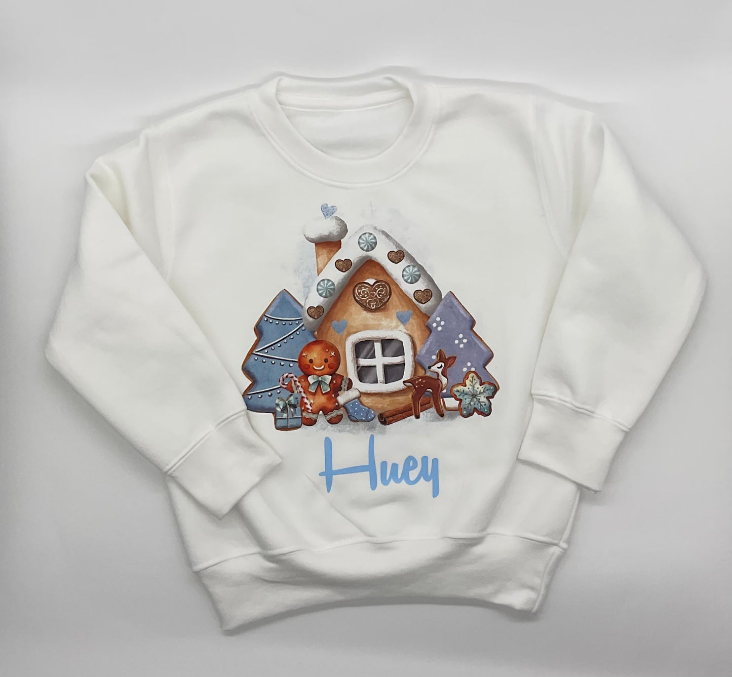 Christmas Blue Gingerbread Cottage Sweatshirt