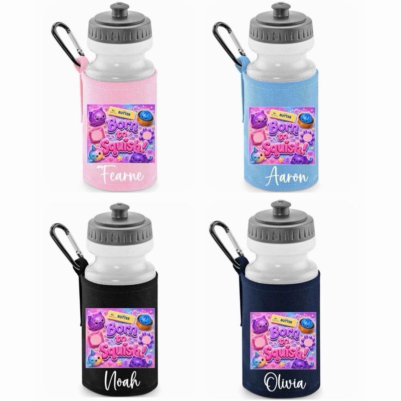 Personalised Pink Born To Squish Water Bottle