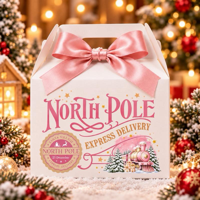 Personalised Christmas North Pole Treat Box - choose from pink blue green red or gold designs - Me And You You And Me Co 
