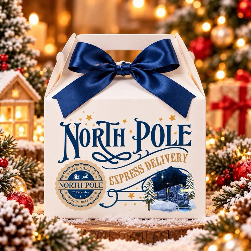 Personalised Christmas North Pole Treat Box - choose from pink blue green red or gold designs - Me And You You And Me Co 