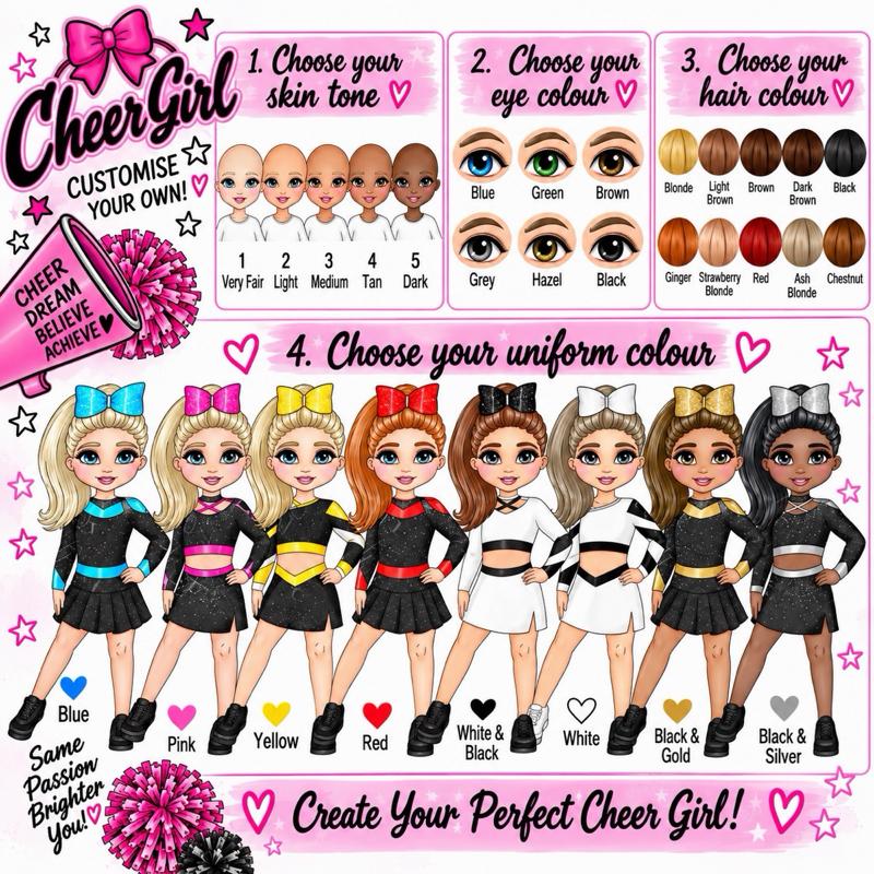 Personalised Cheer Water Bottle - Aluminium, 650ml Capacity - Choose leotard colour, Hair, Eye and Skin Details - Drinkware - Me And You You And Me Co 