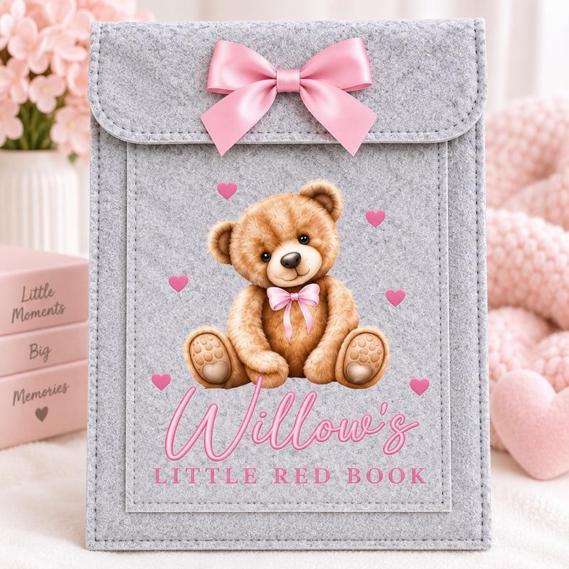 Personalised Little Red Book Holder - 3 Designs to Choose From, High Quality Felt, Keeps Important Documents Safe, Special Gift for Child Health Records