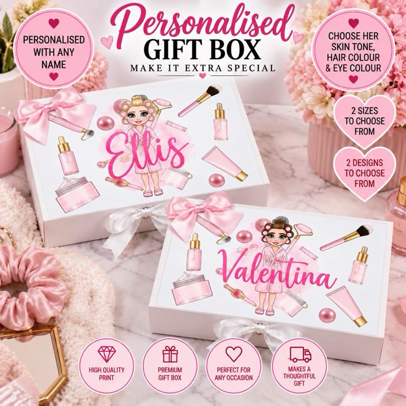 Personalised Skin Care Girl Luxury Magnetic Ribbon Gift box