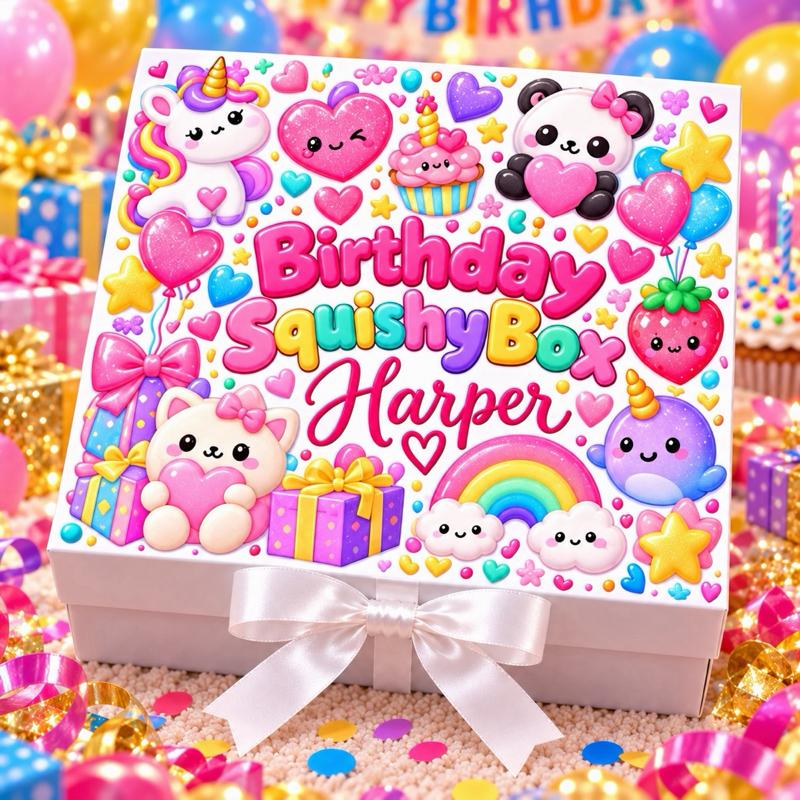 Personalised Birthday Squishy Magnetic Ribbon Gift box - medium and large sizes - 2 designs to choose from - Me And You You And Me Co 