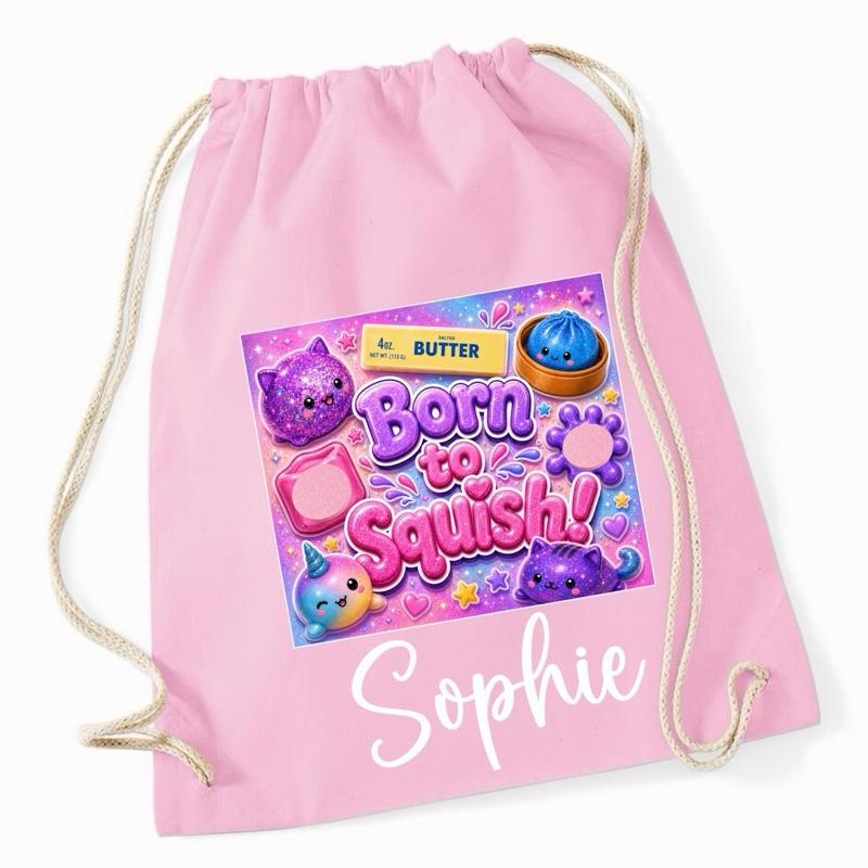 Personalised Pink Born to Squish Gym Bag - Various Colours