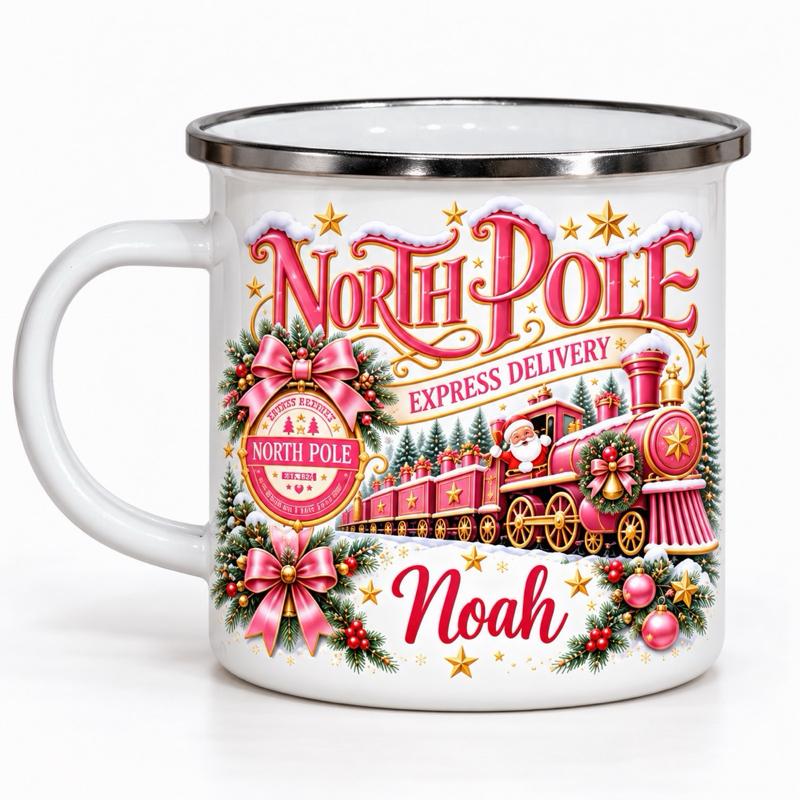 North Pole Snow Christmas Enamel Mug Perfect for Daily Use Drinkware Enhance Your Day - available in 6 colours - Me And You You And Me Co 