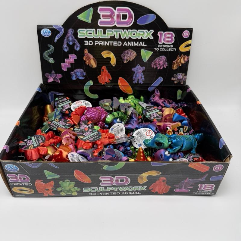 3 Pack 3D Printed Animal Fidget Toys – Assorted Designs in Gift Pouch