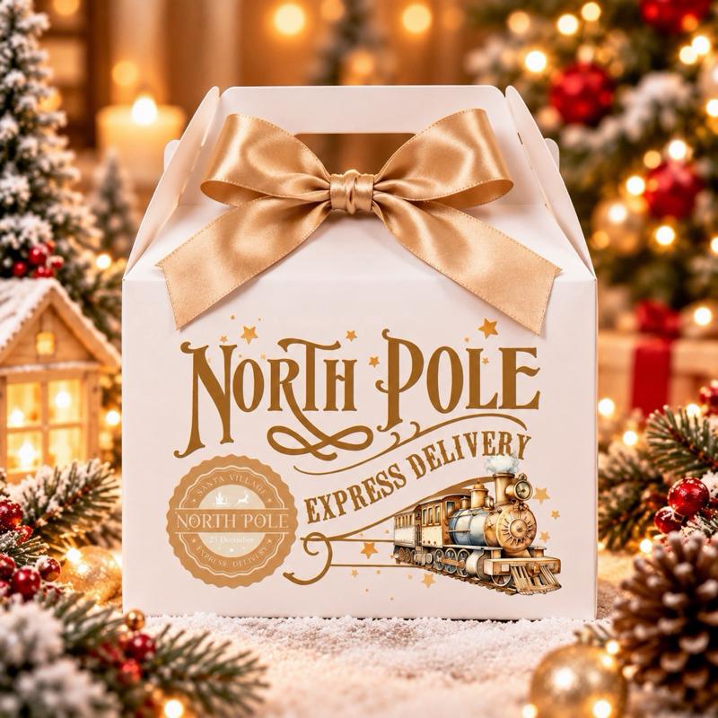 Personalised Christmas North Pole Treat Box - choose from pink blue green red or gold designs - Me And You You And Me Co 