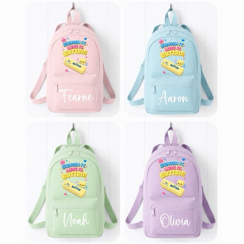 Personalised Squish It Love It Buttrit! mini backpack - various colours