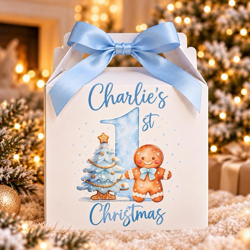 Personalised 1st Christmas Treat Box - choose from gingerbread or Santa design - Me And You You And Me Co 