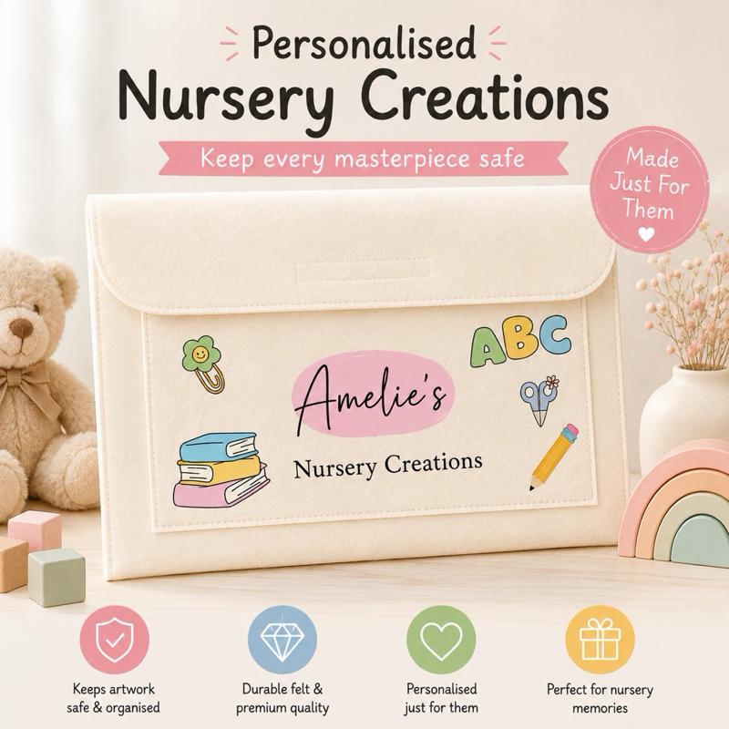 Personalised Nursery Reception & School Creations Envelopes for Artwork Storage Durable Felt Premium Quality Perfect for Nursery Reception School