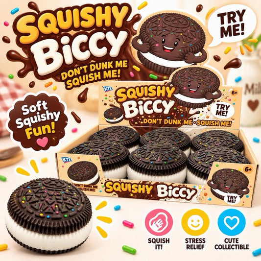 Squidgy Jumbo Biscuit Dark Chocolate In Display Box - Stress Relief & Sensory Play Toy for Fun & Relaxation - Me And You You And Me Co 